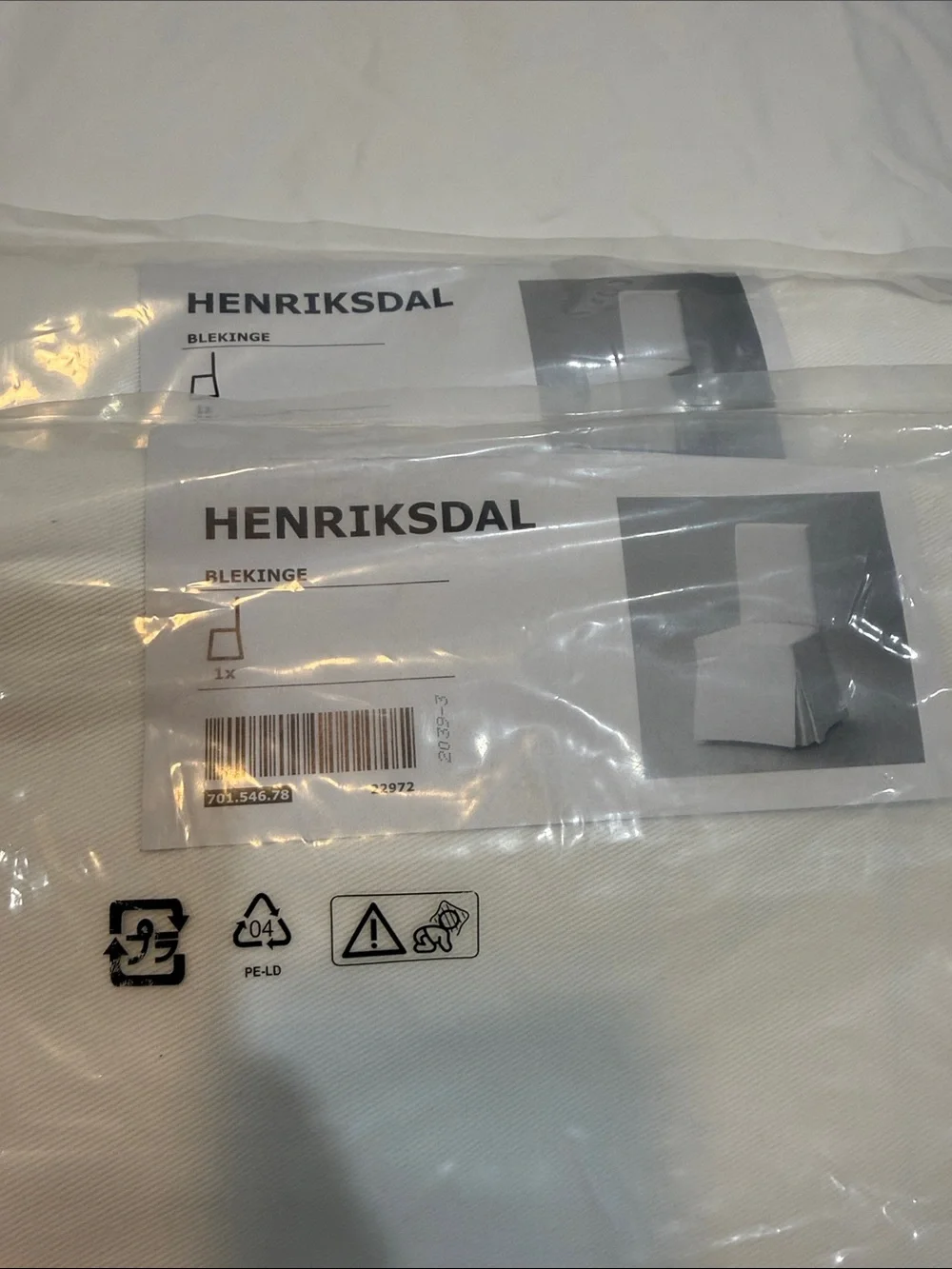 TWO IKEA HENRIKSDAL Blekinge Chair Cover in White